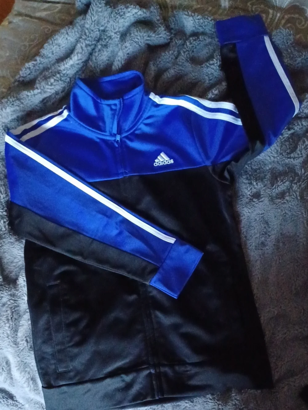Adidas Kids Blue and Black Track Jacket and Pants Set